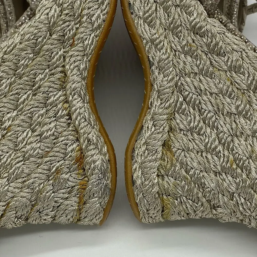 Stuart Weitzman Wishful Espadrilles Wedge Sandal - Tan Nairobi Patch - 6M